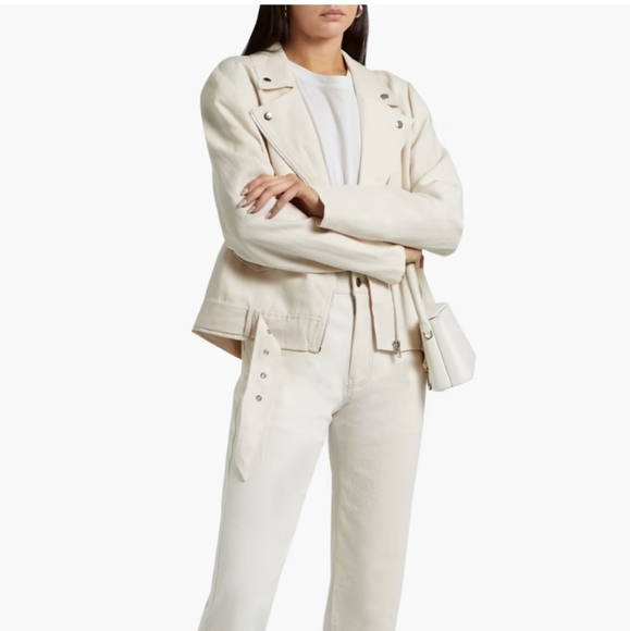 Keleierfushi Jackets & Blazers - Womens Faux Leather Moto Biker Jacket Juniors Size XXL Off White Ivory Cream